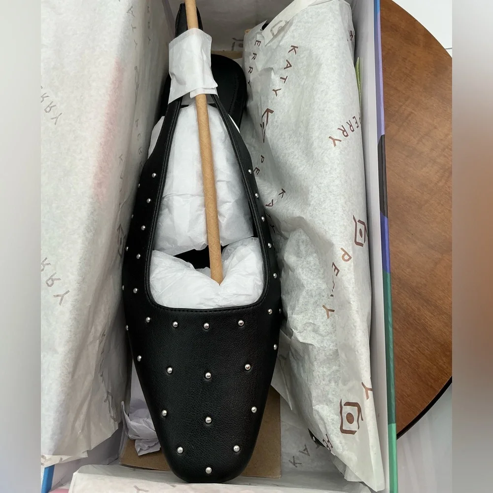 NWT Katy Perry‎ Black Studded Mules size 10M